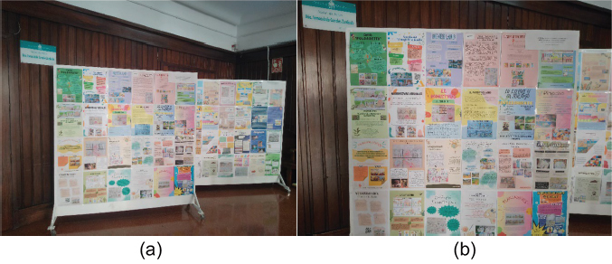 Figuras 12a y 12b. Exposición de los pósteres: narrativas clásicas infantiles, 2023