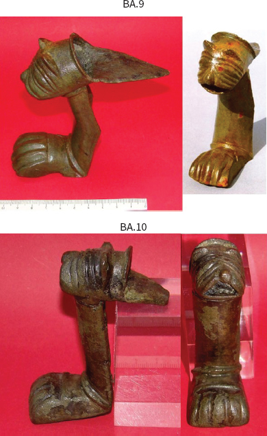 Figura 5. Patas de Badajoz: de la Colección Calzadilla (BA.9) y de Higuera de la Serena (BA.10), (fotos del Museo Arqueológico Provincial de Badajoz).