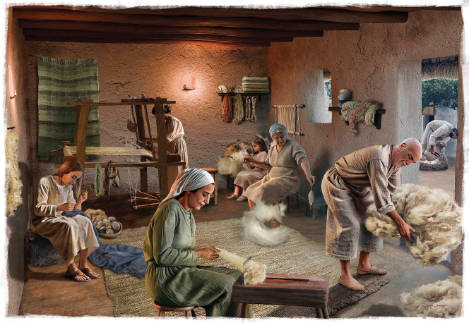 Figure 11. Textile production activities were one of the main areas of work within the female sphere, as textual and ethnoarchaeological documentation has highlighted (Giuseppe Berardi, Joan Negre, José María Moreno-Narganes).