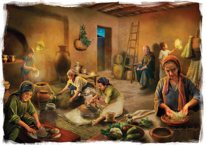 Figure 12. Food processing and preparation, as well as caring for children, elderly, and individuals with disabilities were some of the areas in which women were most active, and these roles were essential for the survival of these communities (Giuseppe Berardi, Joan Negre).