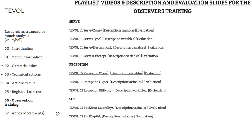 Figure 6. Examples of video sequence for the training process of observers in the use of the TEVOL instrument