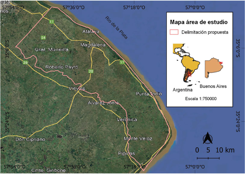 Figura 1. Delimitación del área de estudio. Reserva de Biosfera Parque Costero del Sur.