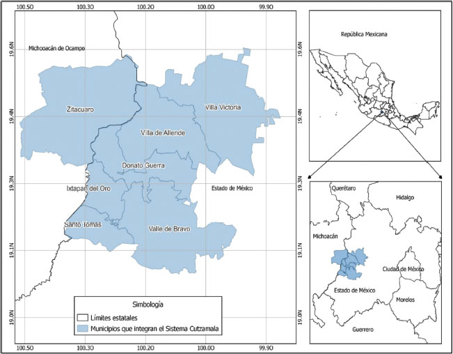 Figura 1. Municipios comprendidos en el trasvase Cutzamala, 2024