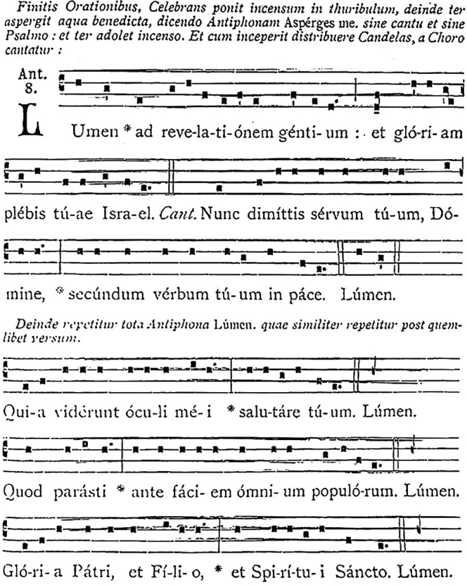Imagen 7. Partitura de pneumática Hymnus «Nunc dimittis», Liber Usualis (Sedis Apostolicae et Sacrorum Rituum Congregationis, 1941:1357).