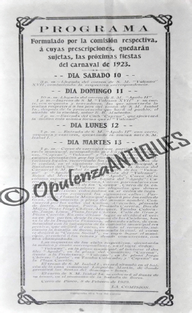 Imagen 7. Programa del Carnaval de Cerro de Pasco, 1923.